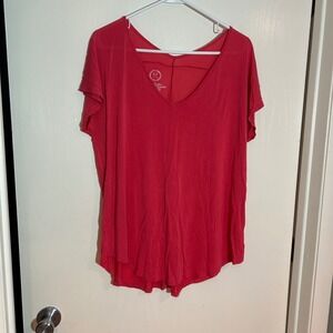 Womens 24/7‎ Maurices Coral V Neck Short Sleeve Casual Summer Comfy